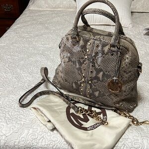 Michael Kors snake embossed leather satchel